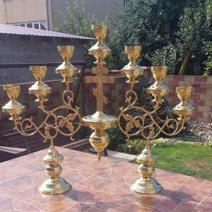 Семисвічник середній напрестольний на 2х ніжках